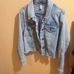 Lane Bryant Light Blue Distressed Jean Jacket